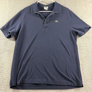 Lacoste Polo Shirt Mens Size 7 Navy Blue Short Sleeve Logo France Preppy Y2K XXL